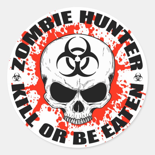 Sticker Rond Zombie Hunter 3 (Devant)