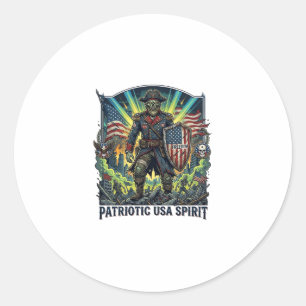Sticker Rond Zombie Patriotique Général Zombie Patriotique Apoc