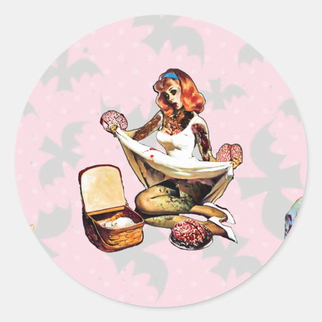 Sticker Rond Zombie Pin Ups (Devant)
