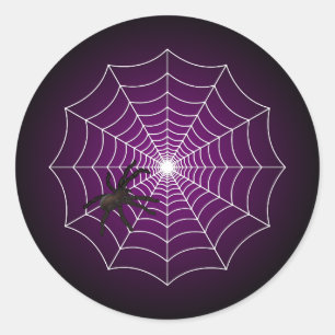 Sticker Rond Zombie Purple Spider Web sur Noir