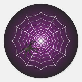 Sticker Rond Zombie Purple Spider Web sur Noir