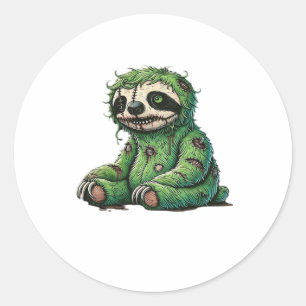 Sticker Rond Zombie Sloth Halloween Zombie Sloth Zombie Lover C