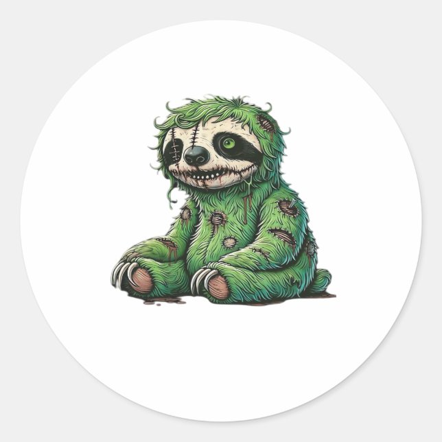 Sticker Rond Zombie Sloth Halloween Zombie Sloth Zombie Lover C (Devant)