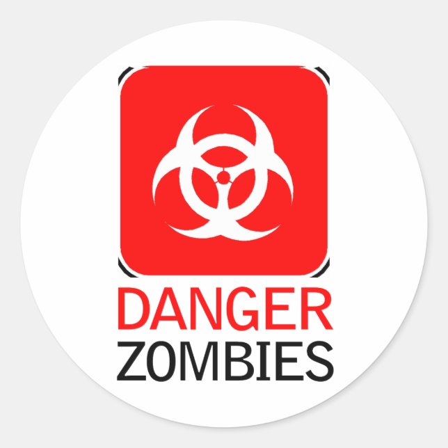 Sticker Rond Zombies dangereux (Devant)