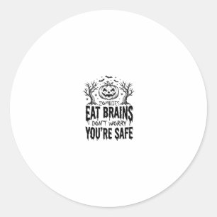 Sticker Rond Zombies Mangent des Cerveaux Drôle de Design Vecto