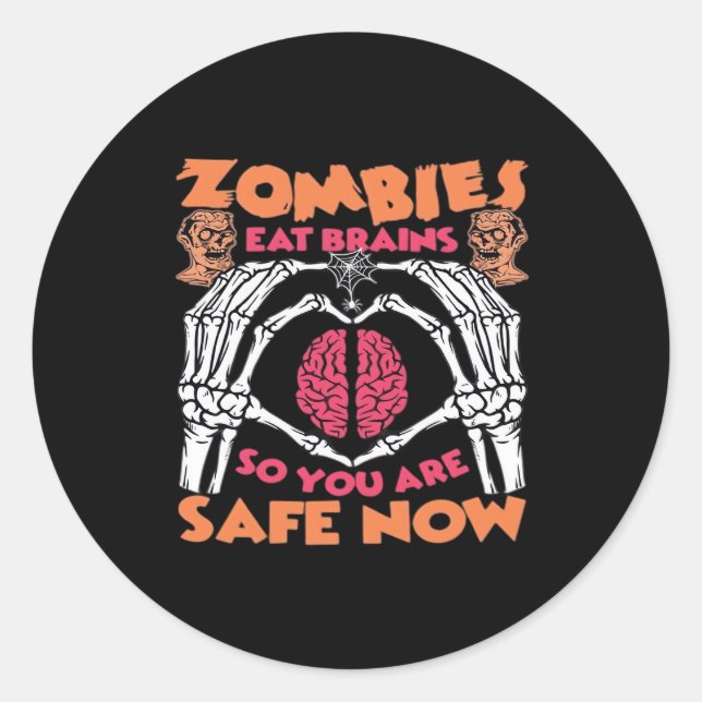 Sticker Rond Zombies Manger Cerveaux Classique (Devant)