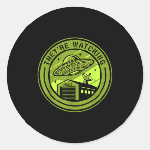 Sticker Rond Zone 51 Ils regardent Croyant d'aliens Lot Ovni 