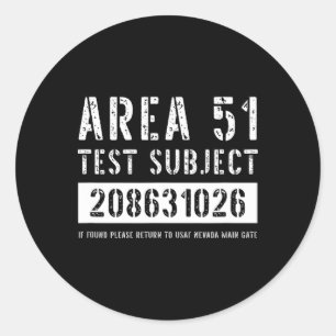 Sticker Rond Zone 51 Objet de l'essai 1026 Enlèvement d'Aliens