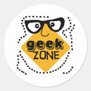 Sticker Rond Zone d'avertissement jaune de geek
