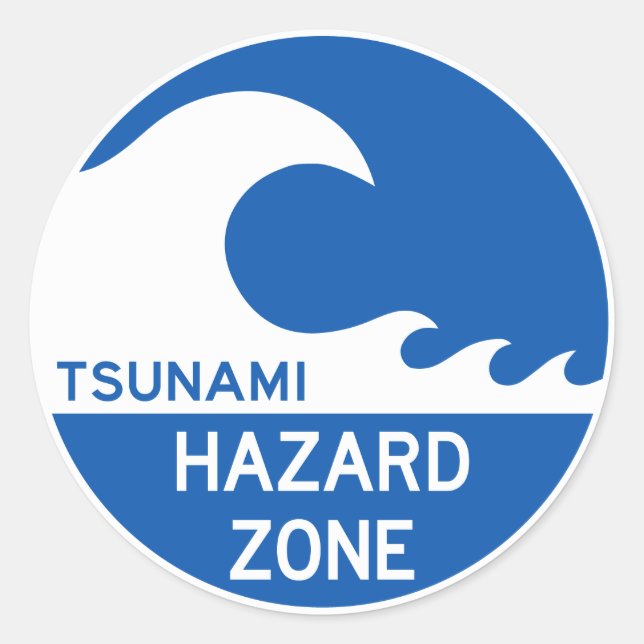 Sticker Rond Zone de tsunami (Devant)