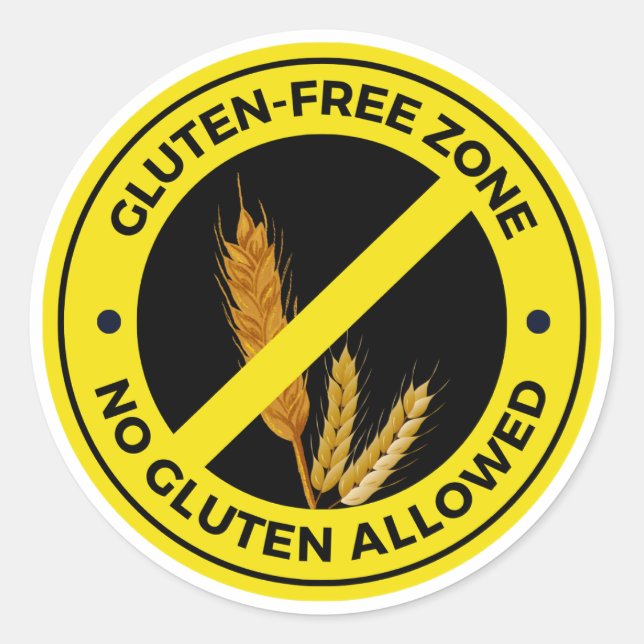 Sticker Rond Zone sans gluten - Pas de gluten autorisé Classic  (Devant)
