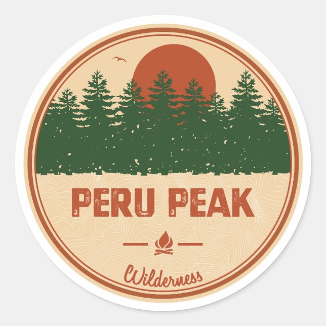 Sticker Rond Zone sauvage de Peru Peak Vermont (Devant)