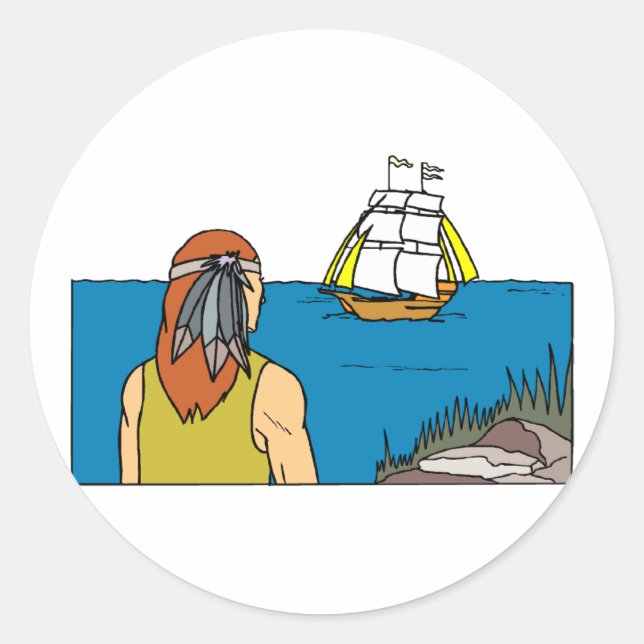 Sticker Rond Zones indiennes Mayflower (Devant)