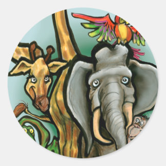 Sticker Rond Zoo Animaux