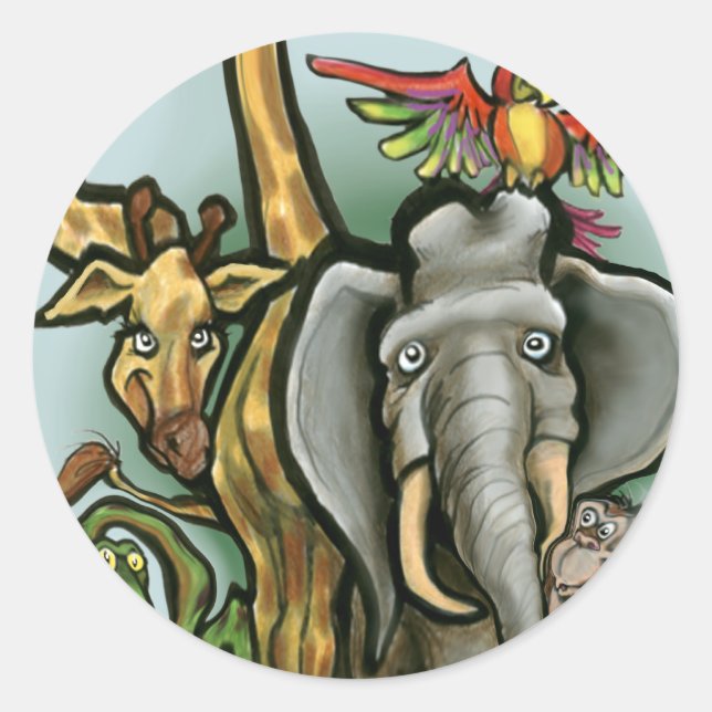 Sticker Rond Zoo Animaux (Devant)