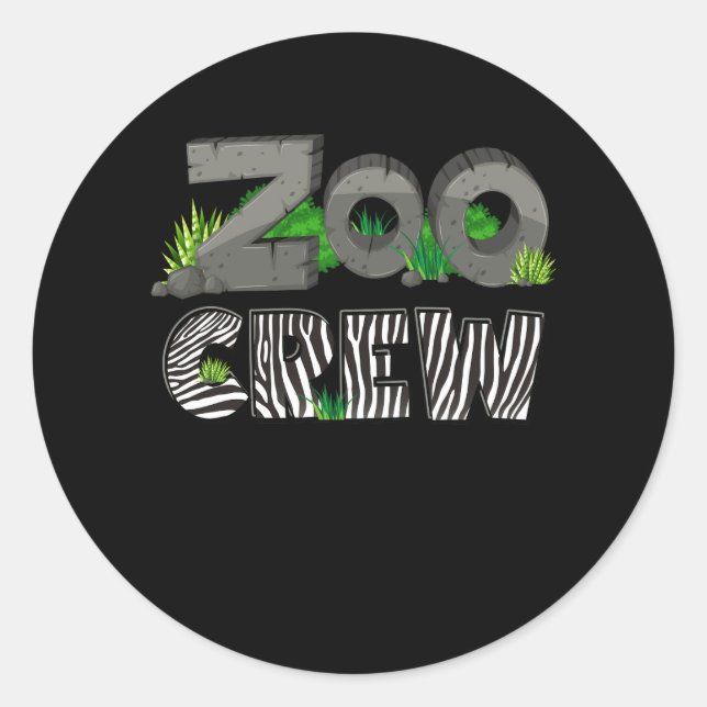 Sticker Rond Zoo Crew Poster de animal pour enfants ou adultes  (Devant)