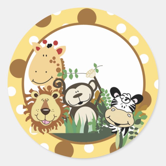 Sticker Rond ZOO Equipe Enveloppe Phoques / Cupcake Toppers (Devant)