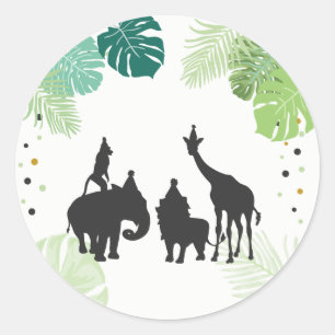 Sticker Rond Zoo Party Favoriser Tags Safari Enveloppe sceaux J
