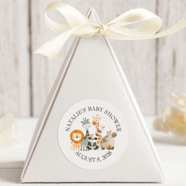 Sticker Rond Zoo Safari Nursery Animaux Baby shower (Créateur téléchargé)