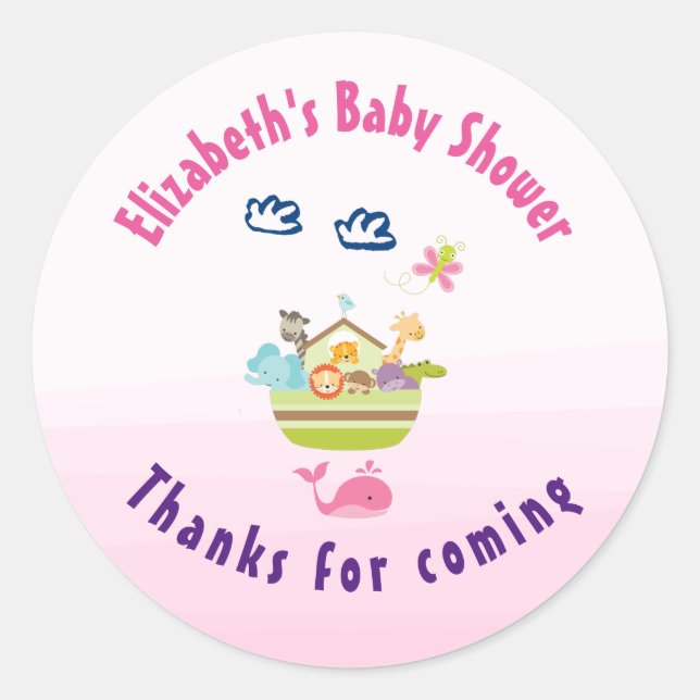 Sticker Rond Zoo Whimsical mignon Baby shower d'arche animal Me (Devant)