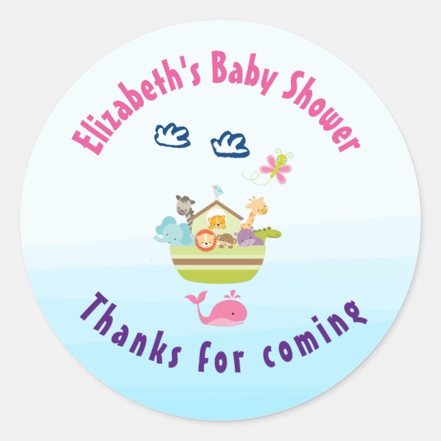 Sticker Rond Zoo Whimsical mignon Baby shower d'arche animal Me (Devant)