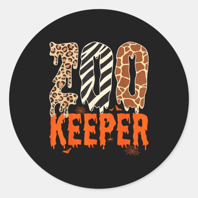 Sticker Rond Zookeeper Funny Halloween Costume Zoo Keeper Anima (Devant)