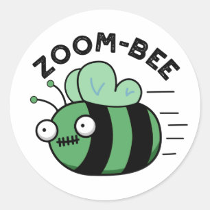 Sticker Rond Zoom-bee Drôle Halloween Zombie Bee Pun