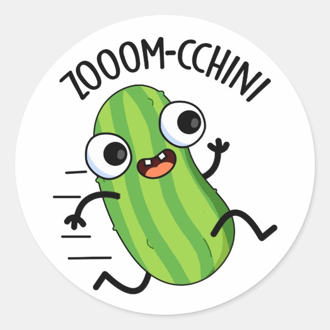 Sticker Rond Zoom-cchini Funny Zucchini Pun (Devant)