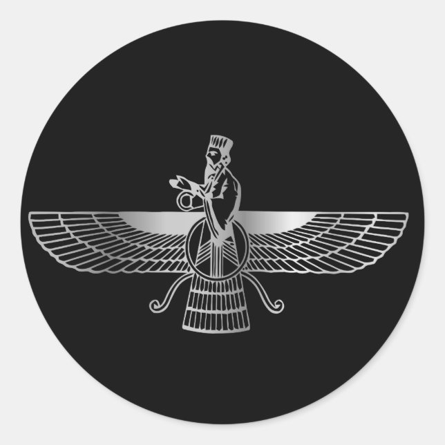 Sticker Rond Zoroastrianisme Faravahar (Devant)