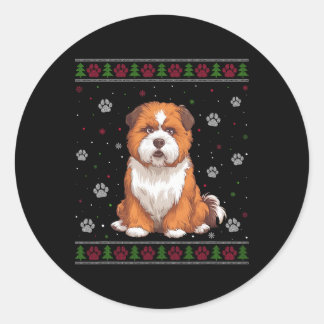 Sticker Rond Zuchon Chandail de Noël Xmas Animaux Amoureux de l