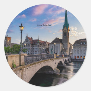 Sticker Rond Zurich, Suisse photo pittoresque,
