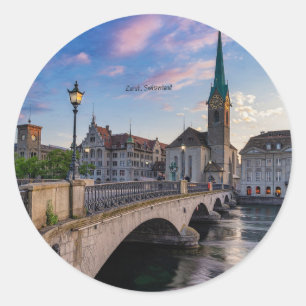 Sticker Rond Zurich, Suisse photo pittoresque
