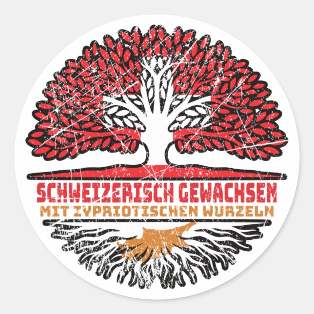 Sticker Rond Zypern Zyprisch Schweizer Schweiz Baum Wurzel (Devant)