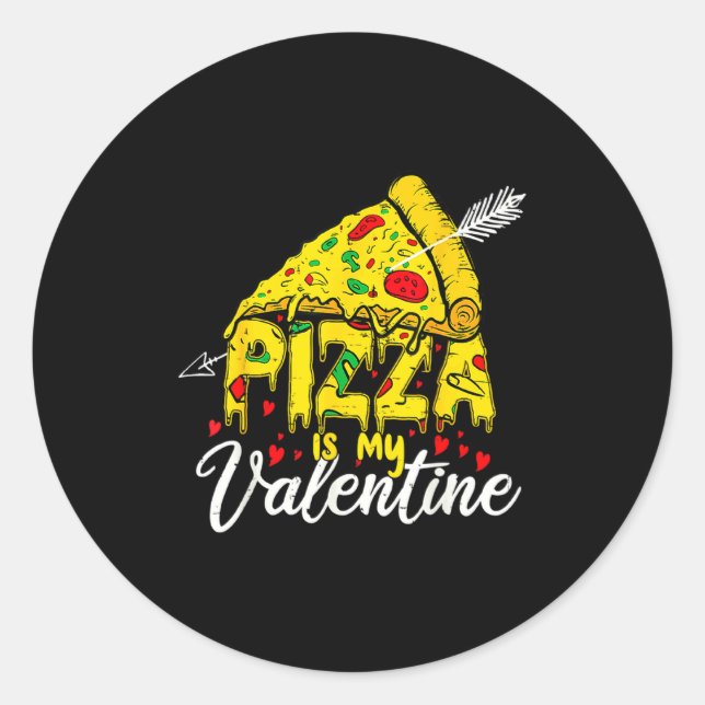 Sticker Rond Zza Is My Valentine Day Hearts Eat Food Boys  (Devant)