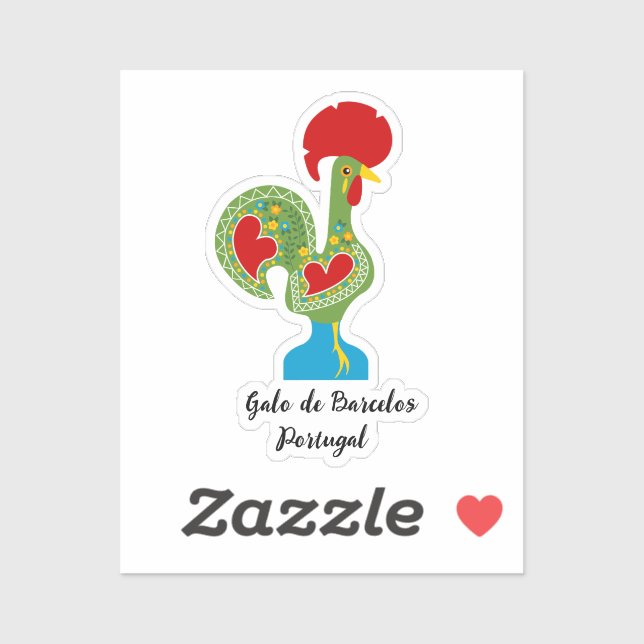 Sticker Rooster portugais de la chance en vert (Feuille)