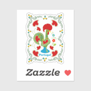 Sticker Rooster portugais de la chance en vert