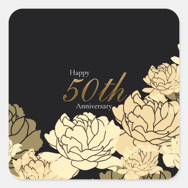 sticker rose 50e anniversaire or, tan et beige (Devant)