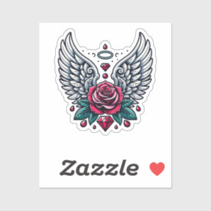 Sticker Rose & ailes d'ange