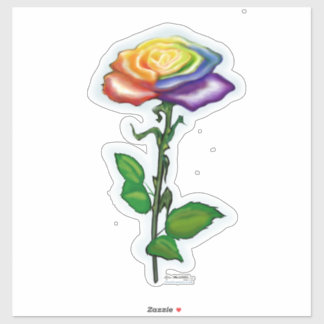 Sticker Rose arc-en-ciel