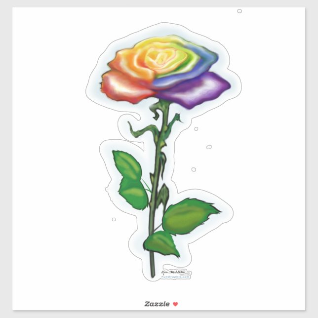 Sticker Rose arc-en-ciel (Feuille)