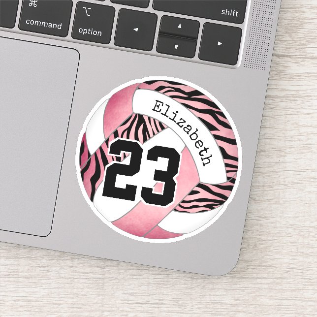 Sticker rose avec motif zèbre volleyball personnalisé (Détail)