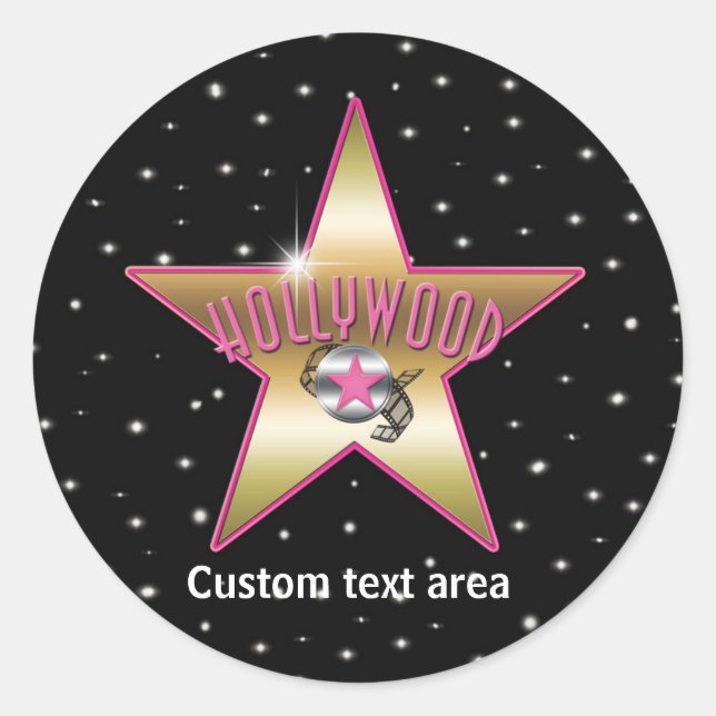 Sticker rose Black Hollywood Gold Star Party (Devant)