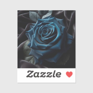 Sticker Rose Bleue sur Velours Noir