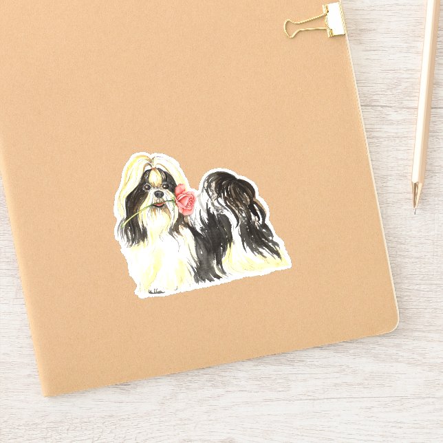 Sticker Rose de Saint Valentin Shih Tzu Vinyl (Carnet)
