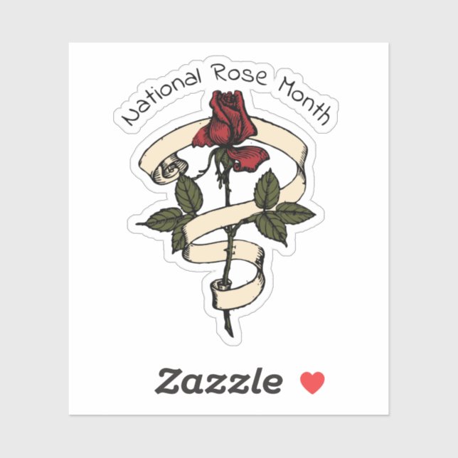 Sticker Rose de style tatouage (Feuille)