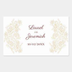 Sticker Rose élégant de Bourgogne et d'or