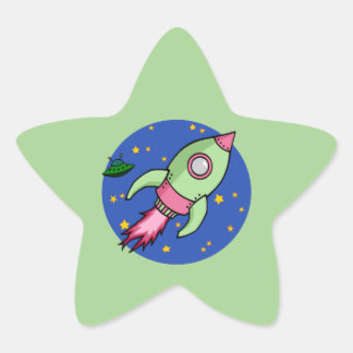 Sticker rose étoile rose roquette