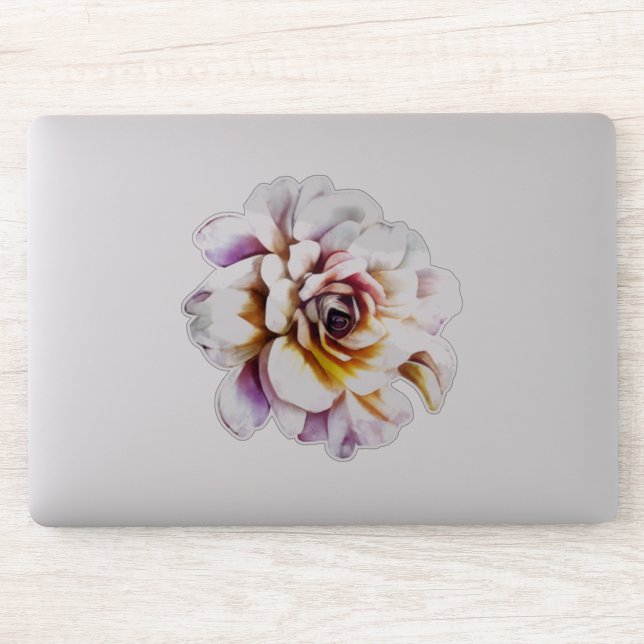 Sticker Rose Fleur Aquarelle Blanche (Ordinateur)