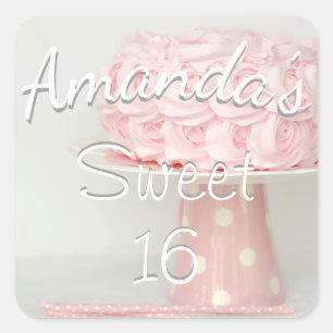 Sticker rose gâteau d'anniversaire Sweet 16 Person