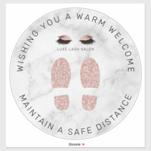Sticker Rose Gold Beauté Salon Distancing Floor Marker